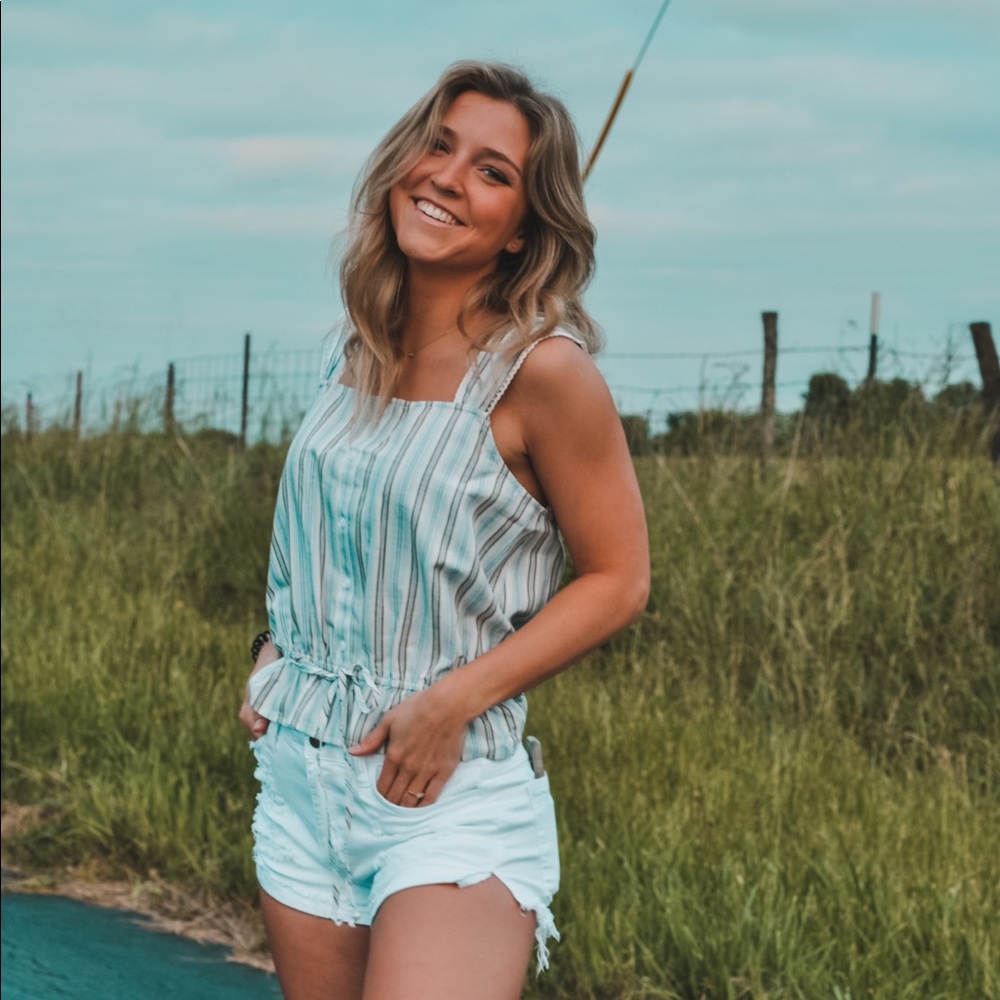 Blue Button Tank